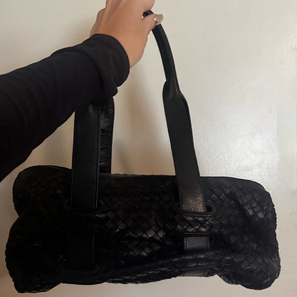 Bottega Veneta Black Woven Shoulder Bag